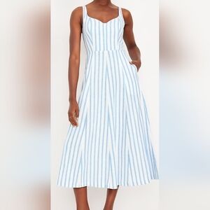 OLD NAVY PLUS SIZE Blue and White Striped Sleeveless Linen Maxi Dress